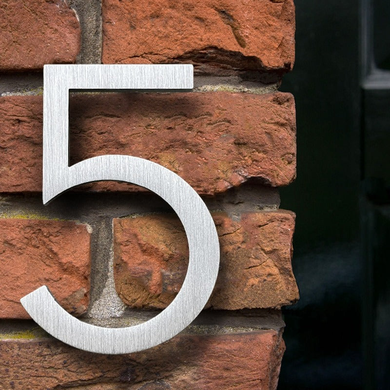 Flush OR Floating Option - Aluminum 3.9inch/10cm OR 5.9inch/15cm Silver Colored Exterior Address House Numbers #0-9