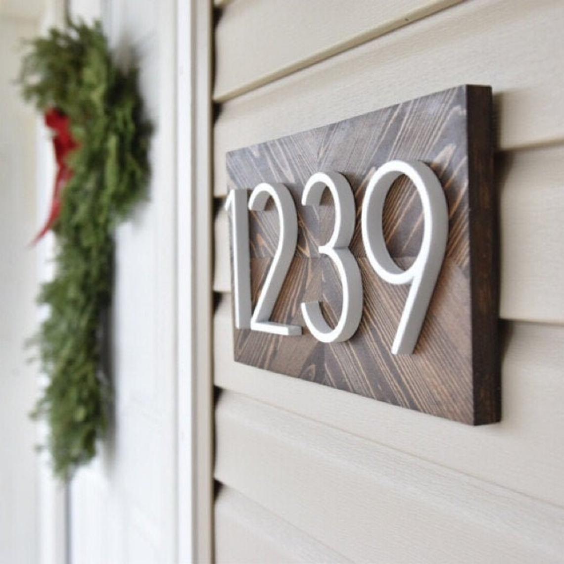 SLIMLINE Modern White Floating or Flush House Address Numbers
