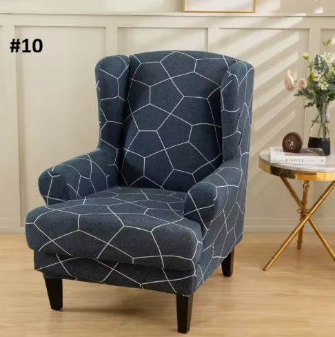 Spandex Wingback Chair Slipcovers - Large Armchair Chair Cover - 2 Piece Chair Protection Cover for Home, Office, Events