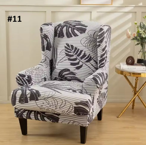Spandex Wingback Chair Slipcovers - Large Armchair Chair Cover - 2 Piece Chair Protection Cover for Home, Office, Events