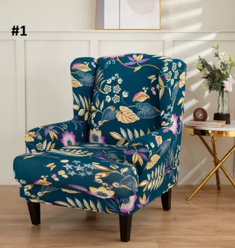 Spandex Wingback Chair Slipcovers - Large Armchair Chair Cover - 2 Piece Chair Protection Cover for Home, Office, Events
