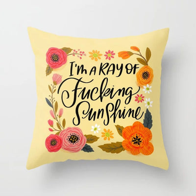 potty mouth cushion cover, funny gift cushion cover, swear words cushion cover, potty mouth pillowcase cover, funny pillowcase cover, cushion covers, pillowcase covers, I'm a Ray of Fucking Sunshine pillowcase