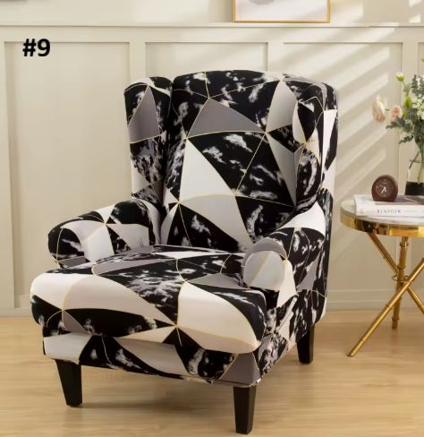 Spandex Wingback Chair Slipcovers - Large Armchair Chair Cover - 2 Piece Chair Protection Cover for Home, Office, Events