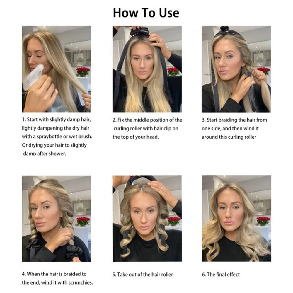 Heatless Curling Rod Headband - No Heat Silk Curls Hair Styling Tool