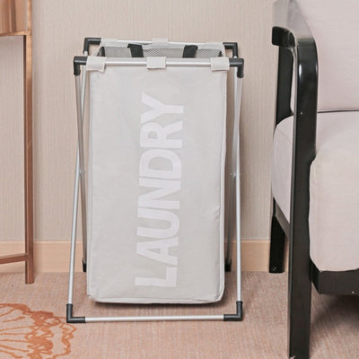 collapsible folding laundry bin with metal frame