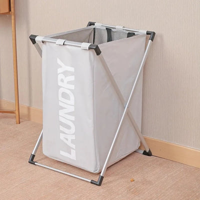 collapsible folding laundry bin with metal frame