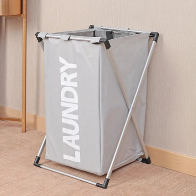 collapsible folding laundry bin with metal frame
