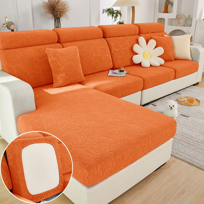 Leaf Patterned Fabric Sofa Seat Cover, Corner Shape Couch Cover, Elastic Cushion Single Seat Cover