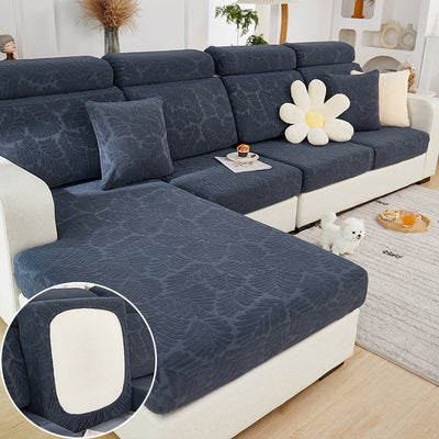 Leaf Patterned Fabric Sofa Seat Cover, Corner Shape Couch Cover, Elastic Cushion Single Seat Cover