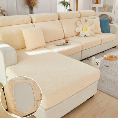 Leaf Patterned Fabric Sofa Seat Cover, Corner Shape Couch Cover, Elastic Cushion Single Seat Cover