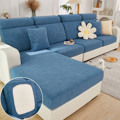 Leaf Patterned Fabric Sofa Seat Cover, Corner Shape Couch Cover, Elastic Cushion Single Seat Cover