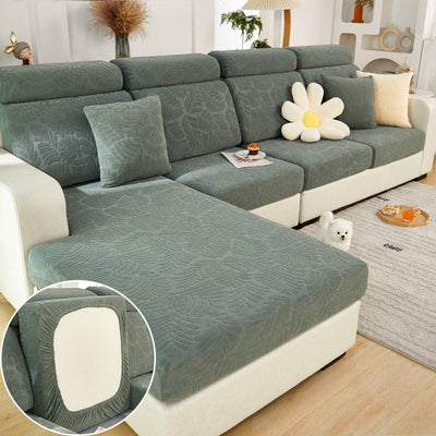 Leaf Patterned Fabric Sofa Seat Cover, Corner Shape Couch Cover, Elastic Cushion Single Seat Cover