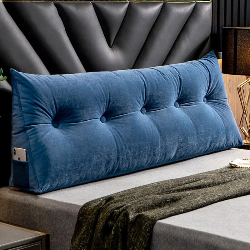 Headboard Wedge Bed Rest Pillow, Triangular Velveteen Relaxation Décor Pillow