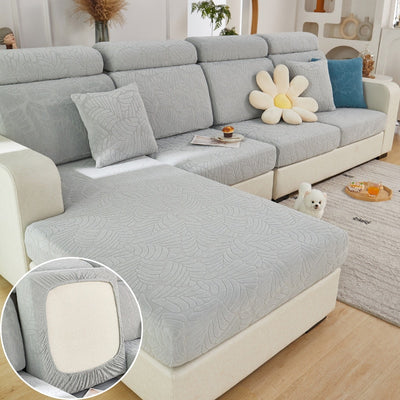 Leaf Patterned Fabric Sofa Seat Cover, Corner Shape Couch Cover, Elastic Cushion Single Seat Cover