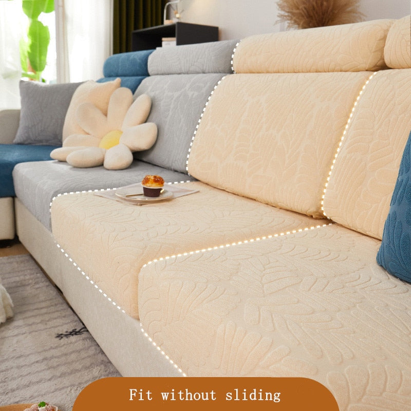 Jacquard Fabric Sofa Seat Cover, Corner Shape Couch Cover, Elastic Cushion Single Seat Cover