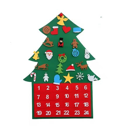 felt christmas tree calendar for kids  , felt advent calendar for kids 