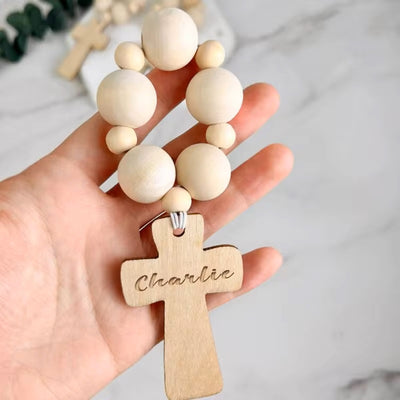 CREATEME™ Baby's First Rosary - Personalized Timber Rosary Ring