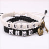 king queen couples bracelet set black and white