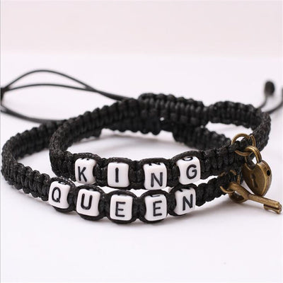 king queen couples bracelet set black and white