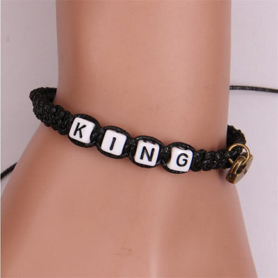 king queen couples bracelet set black and white