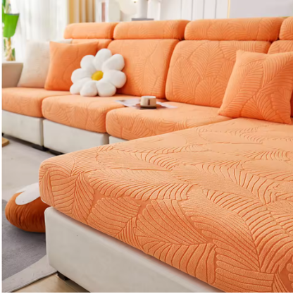 Leaf Patterned Fabric Sofa Seat Cover, Corner Shape Couch Cover, Elastic Cushion Single Seat Cover