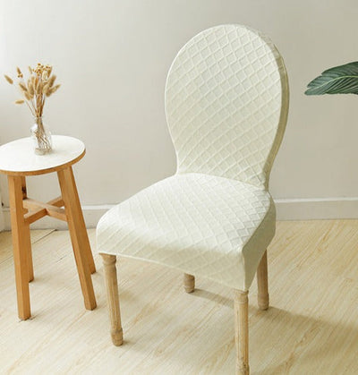 King Louis Chair Slipcover in ivory white - round top chair covers