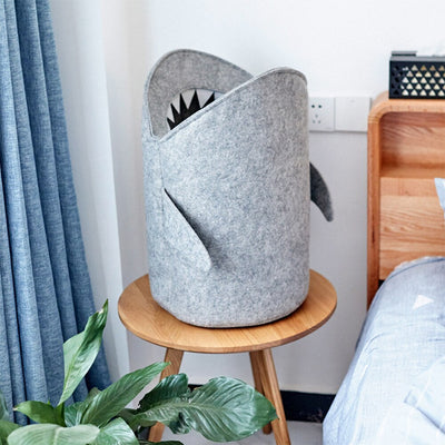 felt shark toy storage laundry bin for kids