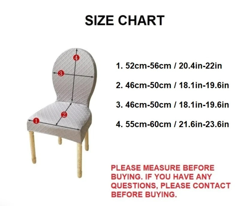 size chart for oval round back chair cover