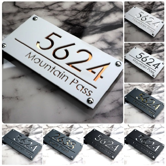 white address sign modern street and name 