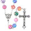 rainbow clay rosary made to order handmade colorful rosary