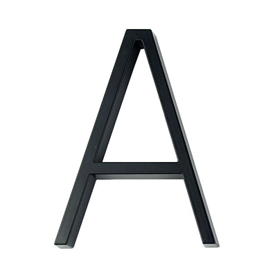 slim black floating house number letter A