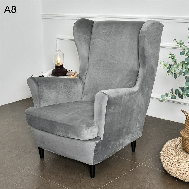 Velveteen Plush Wingback Armchair Slipcovers - Large Arm Chair Cover - 2 Piece Chair Protection Cover for Home, Office, Events
