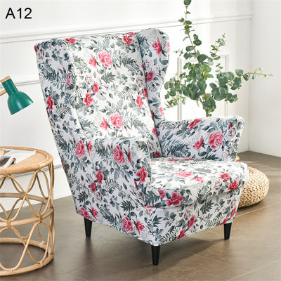 Floral Wingback Chair Slipcovers - Large Arm Chair Cover - 2 Piece Chair Protection Cover & Optional Matching Ottoman Cover