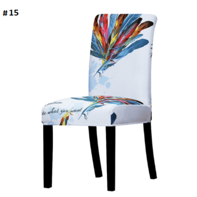 light blue with rainbow feathers dining chair spandex slip covers - winfinity brands