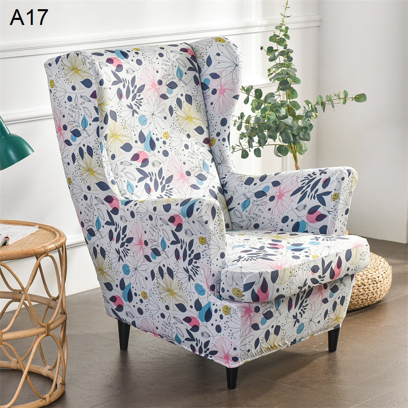 Floral Wingback Chair Slipcovers - Large Arm Chair Cover - 2 Piece Chair Protection Cover & Optional Matching Ottoman Cover