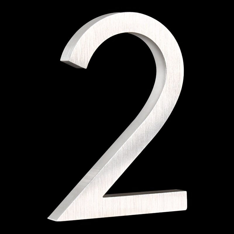 3.9inch or 5.9 inch silver out door house numbers floating 2 two