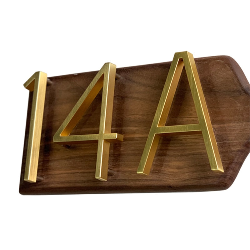 SLIMLINE Modern Gold/Brass Color Floating or Flush Address House Numbers