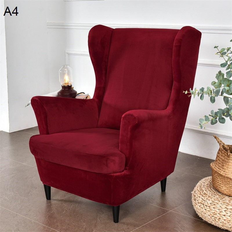 Velveteen Plush Wingback Armchair Slipcovers - Large Arm Chair Cover - 2 Piece Chair Protection Cover for Home, Office, Events