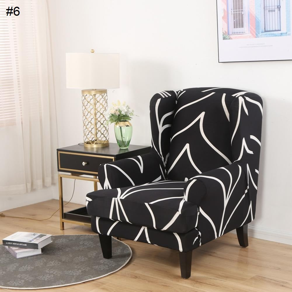 Spandex Wingback Chair Slipcovers - Large Armchair Chair Cover - 2 Piece Chair Protection Cover for Home, Office, Events