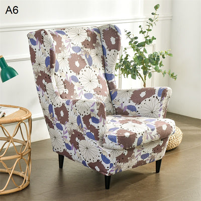 Floral Wingback Chair Slipcovers - Large Arm Chair Cover - 2 Piece Chair Protection Cover & Optional Matching Ottoman Cover