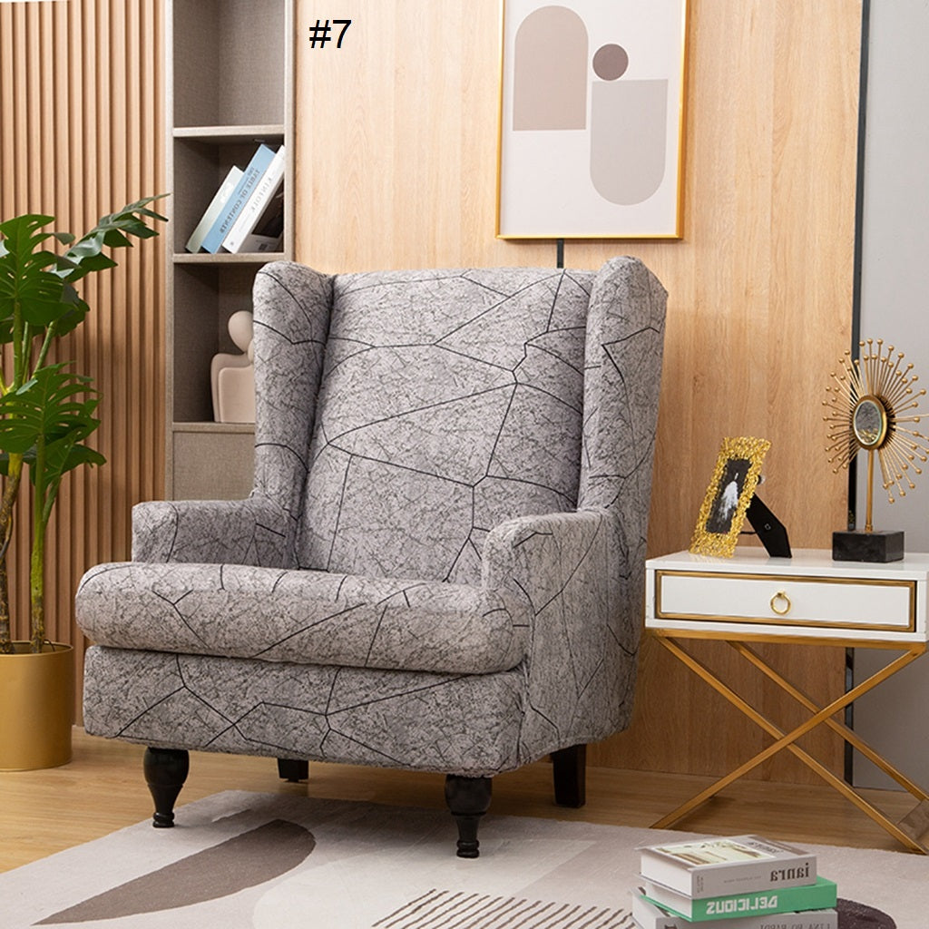 Spandex Wingback Chair Slipcovers - Large Armchair Chair Cover - 2 Piece Chair Protection Cover for Home, Office, Events