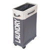 slim modern laundry basket on wheels grey and white color