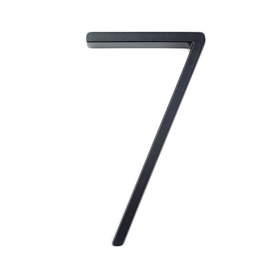 slim black floating house number 7 seven