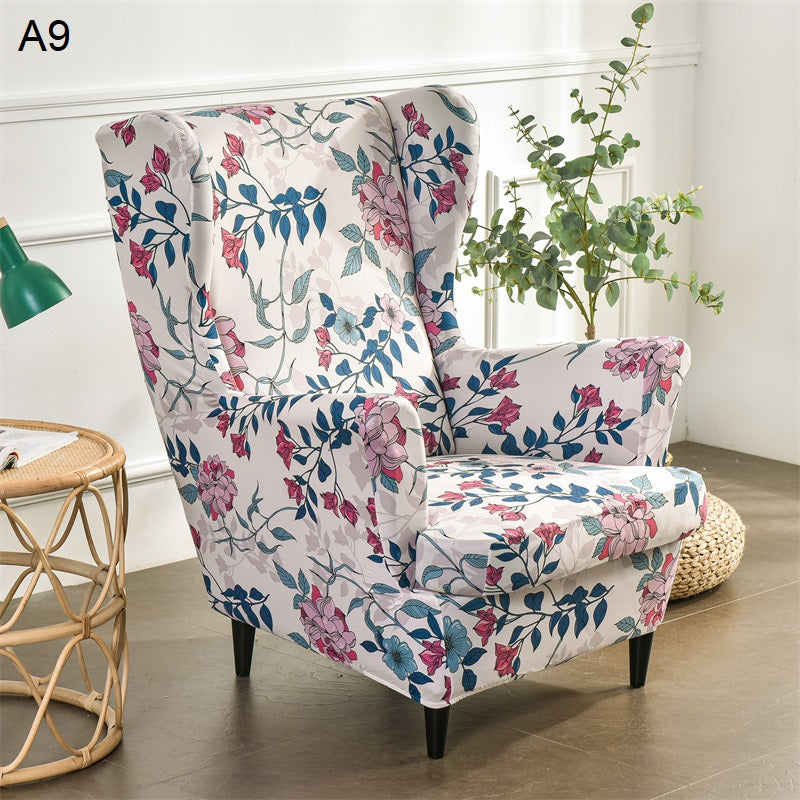 Floral Wingback Chair Slipcovers - Large Arm Chair Cover - 2 Piece Chair Protection Cover & Optional Matching Ottoman Cover