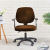 velvet office chair cover , 2 piece office chair cover in brown color