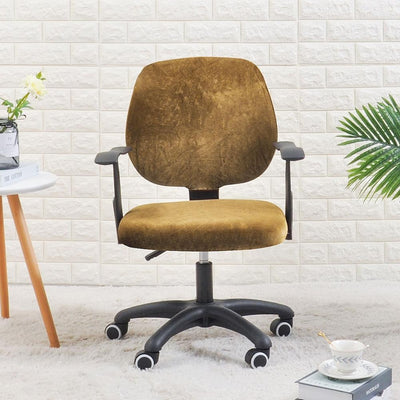 velvet office chair cover , 2 piece office chair cover in camel color