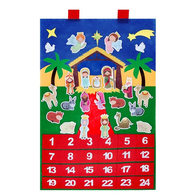 nativity scene felt advent calendar banner