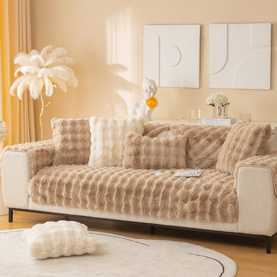 light brown color Anti-Slip Extra Thick Plush Sofa Throw or Blanket Style Slipcover