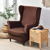 Solid Color Wingback Chair Slipcovers - Large Armchair Cover - 2 Piece Stretch Chair Cover & Optional Matching Ottoman Cover
