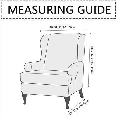 Solid Color Wingback Chair Slipcovers - Large Armchair Cover - 2 Piece Stretch Chair Cover & Optional Matching Ottoman Cover